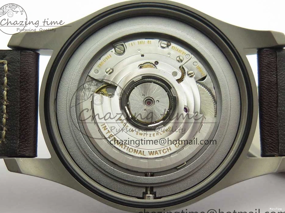 MIROTIME 0310 SmartChoice Mark XVIII IW327006 Titanium M+F 1:1 Best Edition Black Dial on Brown Leather Strap A 7145